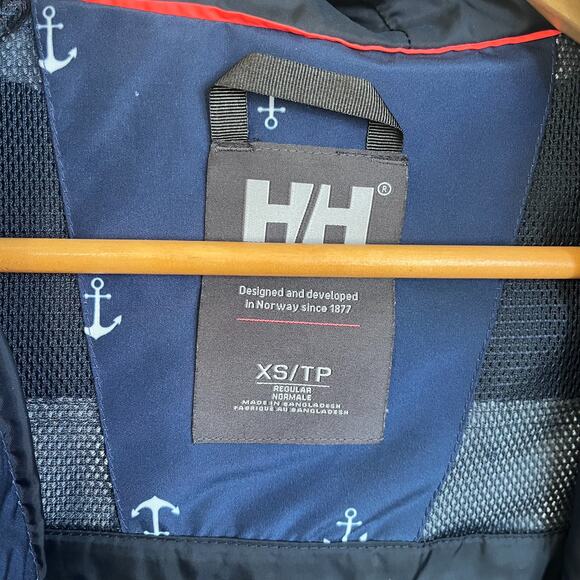 Helly Hansen Lyness Womens Rain Jacket Coat Size XS Blue Nautical Anchor Hooded - Picture 13 of 15